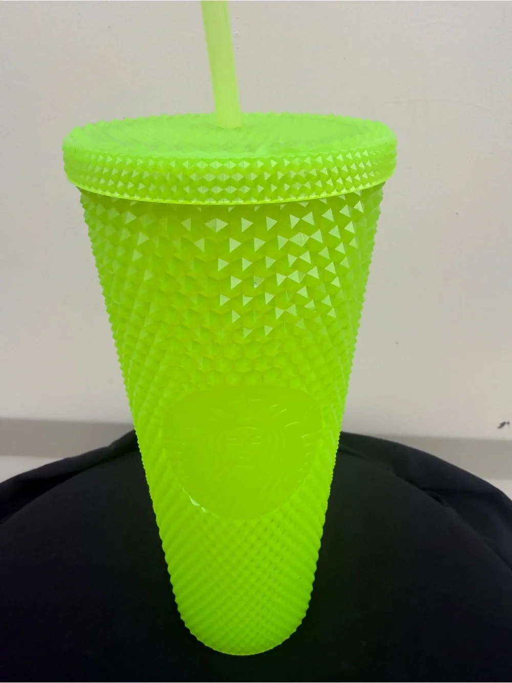 Starbucks Neon Lime Textured Reusable Tumbler with Straw New
